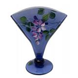 M4 - Vintage Hand Painted Fenton Art Glass Hyacinth Fan Vase / Fenton Art 2009 Hyacinth Fan Vase