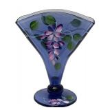 M4 - Vintage Hand Painted Fenton Art Glass Hyacinth Fan Vase / Fenton Art 2009 Hyacinth Fan Vase