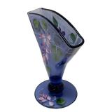 M4 - Vintage Hand Painted Fenton Art Glass Hyacinth Fan Vase / Fenton Art 2009 Hyacinth Fan Vase