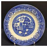 A2 - Vintage Willow Woods Blue Willow Transferware with 4 Saucers & 2 Cups and Plate