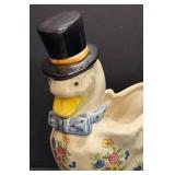 A2 - Vintage Anthropomorphic Duck Planter - Occupied Japan Floral Ceramic with Top Hat