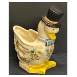 A2 - Vintage Anthropomorphic Duck Planter - Occupied Japan Floral Ceramic with Top Hat