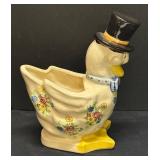 A2 - Vintage Anthropomorphic Duck Planter - Occupied Japan Floral Ceramic with Top Hat