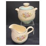 A3 - Cunningham & Pickett Floral Sugar Dish with Creamer