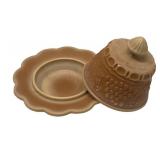 F1 - Mosser Grape & Cable Covered Butter Dish - Chocolate Slag Glass