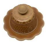 F1 - Mosser Grape & Cable Covered Butter Dish - Chocolate Slag Glass