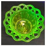F1 - Heisey Uranium Glass Candy Dish with Lid