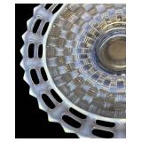 F3 - Fenton Basket Weave Under Plate - Blue Opalescent