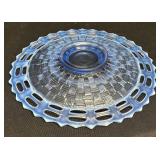 F3 - Fenton Basket Weave Under Plate - Blue Opalescent