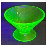 E1 - Six Federal Glass Diana Swirl Uranium Glass Dishes