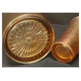 E1 - Imperial Glass Carnival Tree Bark Pitcher & Glass