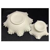 E4 - Two Fenton Hobnail Milk Glass Ruffled Bowls