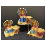 B2 - Three Shawnee Parasol Man Planters