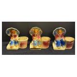 B2 - Three Shawnee Parasol Man Planters