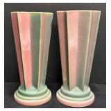 I1 - Two Vintage Roseville Futura Pleated Shooting Star Vases