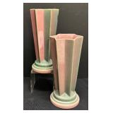 I1 - Two Vintage Roseville Futura Pleated Shooting Star Vases