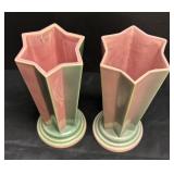 I1 - Two Vintage Roseville Futura Pleated Shooting Star Vases