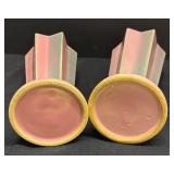 I1 - Two Vintage Roseville Futura Pleated Shooting Star Vases