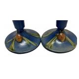I1 - Two Roseville Pinecone Candle Holders