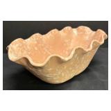 A3 - Vintage Shawnee Peach Splatter Ruffled Bowl