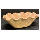 A3 - Vintage Shawnee Peach Splatter Ruffled Bowl