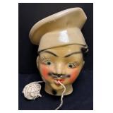 C3 - Vintage Chalkware Chef Head String Holder