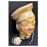 C3 - Vintage Chalkware Chef Head String Holder