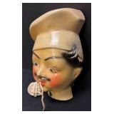 C3 - Vintage Chalkware Chef Head String Holder