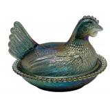 M4 - Indiana Glass Carnival Glass Hen Dish
