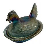 M4 - Indiana Glass Carnival Glass Hen Dish