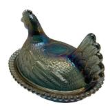 M4 - Indiana Glass Carnival Glass Hen Dish