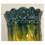 L6 - Roseville Majolica Stork & Cattails Umbrella Stand