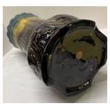 L6 - Roseville Majolica Stork & Cattails Umbrella Stand