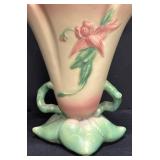 M1 - Hull Pottery Woodland Footed Vase - Pink Lily Floral Motif