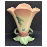 M1 - Hull Pottery Woodland Footed Vase - Pink Lily Floral Motif