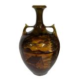 N1 - Vintage Landscape Vase - Brown Glaze with Scenic Transfer