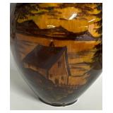 N1 - Vintage Landscape Vase - Brown Glaze with Scenic Transfer