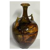 N1 - Vintage Landscape Vase - Brown Glaze with Scenic Transfer