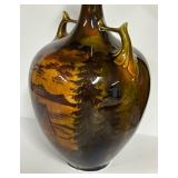 N1 - Vintage Landscape Vase - Brown Glaze with Scenic Transfer