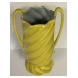 G6 - Red Wing Vintage Yellow Swirl Vase