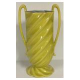 G6 - Red Wing Vintage Yellow Swirl Vase