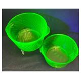 M1 - Two Anchor Hocking Spiral Uranium Glass Dishes