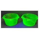 M1 - Two Anchor Hocking Spiral Uranium Glass Dishes