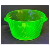 M1 - Two Anchor Hocking Spiral Uranium Glass Dishes
