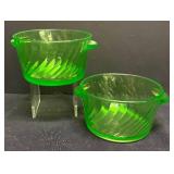 M1 - Two Anchor Hocking Spiral Uranium Glass Dishes