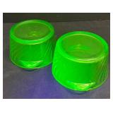 M1 - Two Anchor Hocking Spiral Uranium Glass Dishes