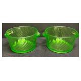 M1 - Two Anchor Hocking Spiral Uranium Glass Dishes