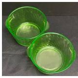 M1 - Two Anchor Hocking Spiral Uranium Glass Dishes