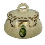 K3 - Antique Roseville Pottery Medallion Pattern Dresser Box or Hair Receiver - Early 1900s