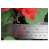 Pair of Red Geranium Plant in Wicker Basket with Cardinal Bird Figurine 9.5'L